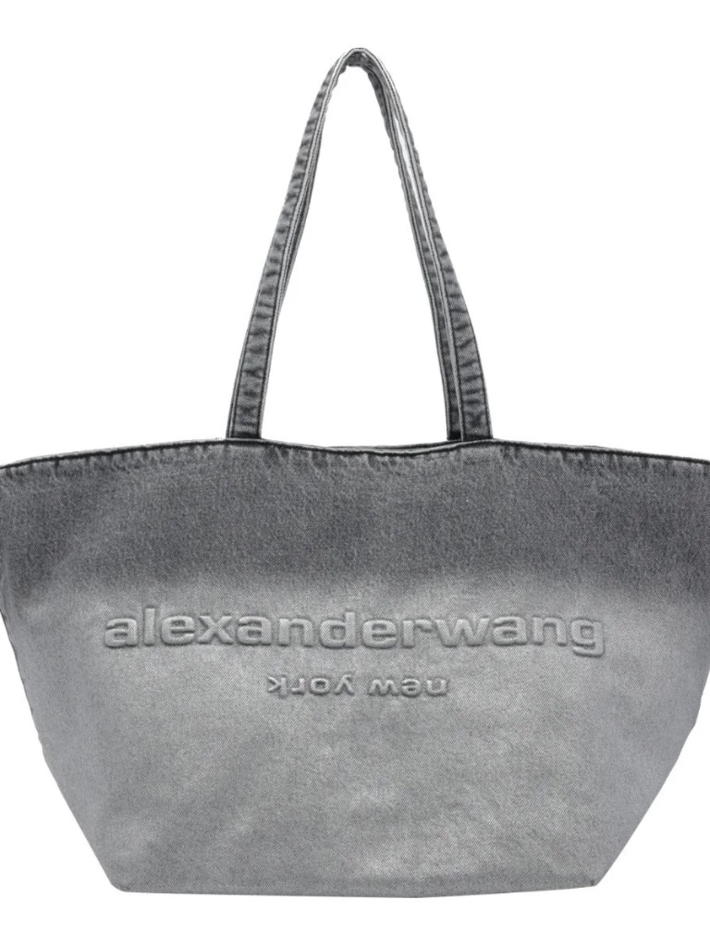 Alexander Wang Tote Bag Punch Large Denim Grey Silver Logo